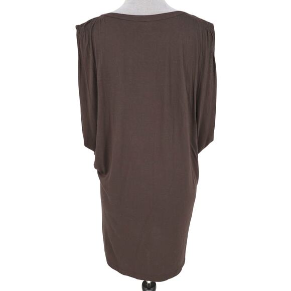 Escada Sport Top Womens Large Brown Blouse Pink Beads Neckline Stretch Knit - Picture 2 of 14